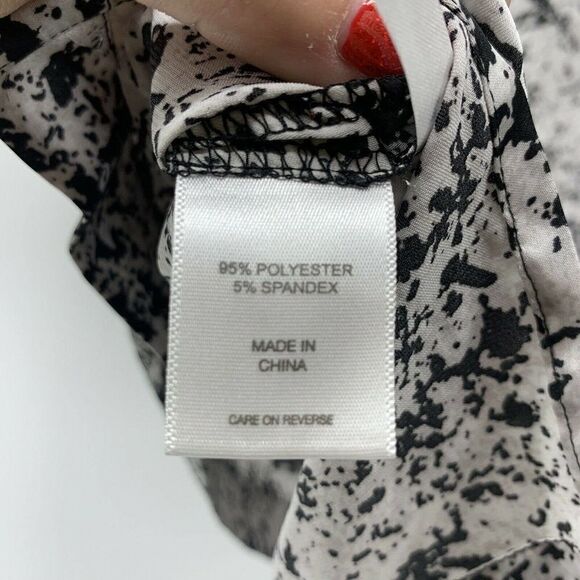 Wide Flutter Sleeve Black White Paint Splatter Top - Picture 6 of 6
